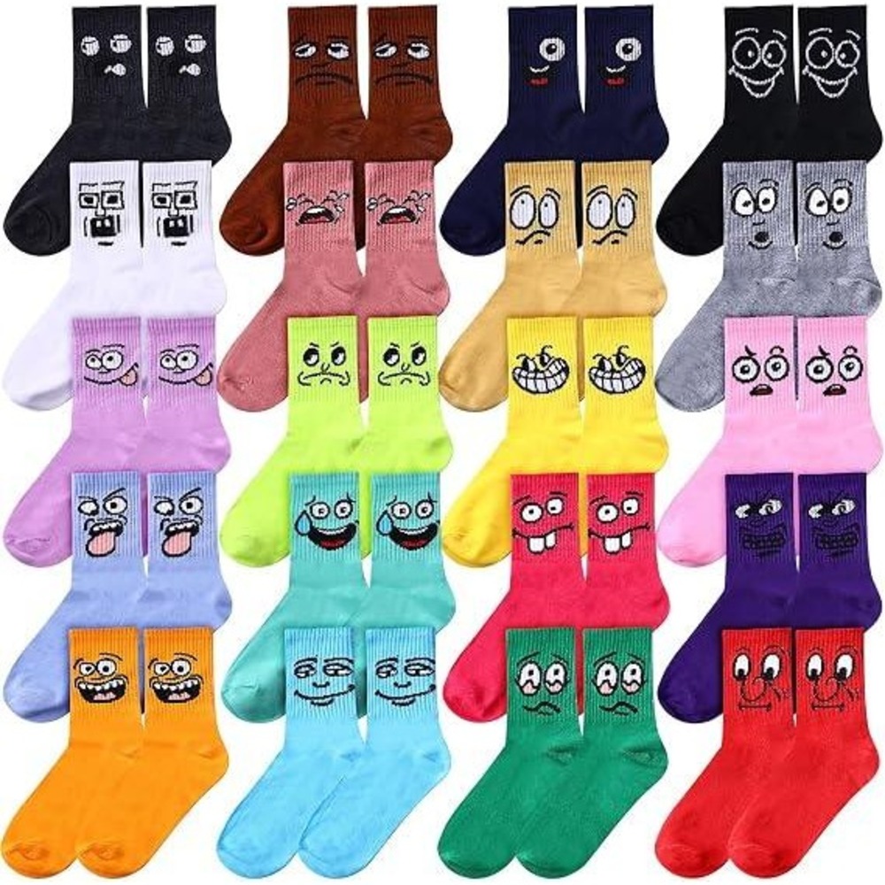 Pack of 20 Cuffbow Women's Crazy Funny Emotion Crew Soft Cotton Socks